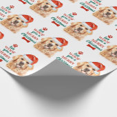 おばさんメリークリスマスかわいい犬ゴールデンレトリバー ラッピングペーパー (角)