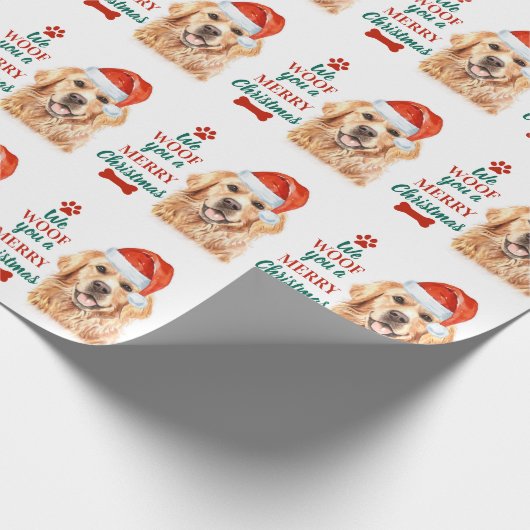 おばさんメリークリスマスかわいい犬ゴールデンレトリバー ラッピングペーパー (角)