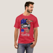 おばさんライフUSA米国国旗アメリカ独立記念日4日 Tシャツ (正面フル)
