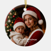 おばさん初クリスマス 写真ギフト セラミックオーナメント (正面)