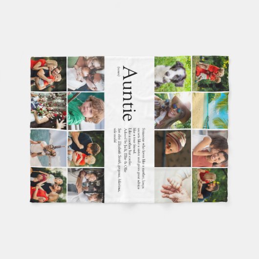 おばさん定義名言写真コラージュ フリースブランケット (正面(横))