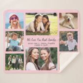 おばさん愛8フォトコラージピンク シェルパブランケット (正面(横))