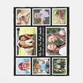 おばさん愛Youフォトコラージュブラック フリースブランケット (正面)