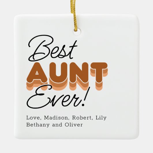 おばさん最高のが燃えたオレンジ色の写真クリスマスセラミ セラミックオーナメント (正面)