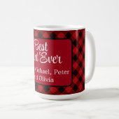 おばさん最高のは常にクリスマスクラシック赤い格子戸ホリー コーヒーマグカップ (正面右)