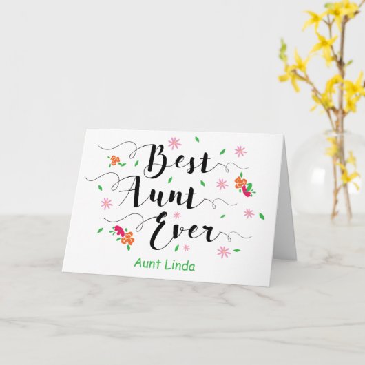 おばさん最高のEver、花カード付き誕生日 カード (黄色い花)