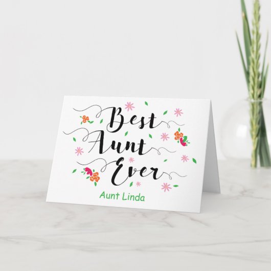 おばさん最高のEver、花カード付き誕生日 カード (正面)