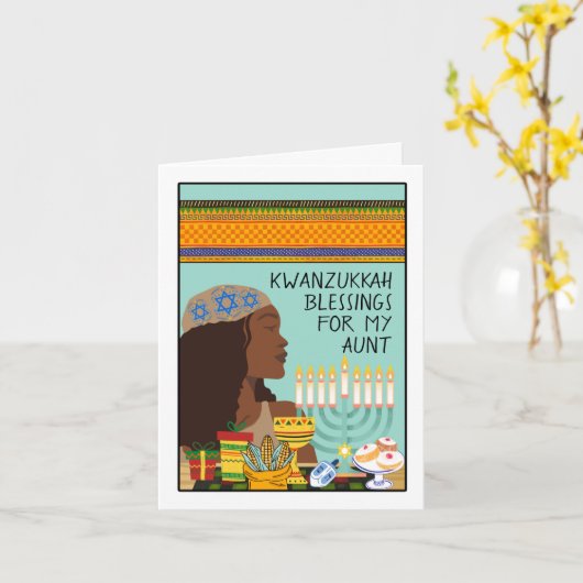 おばさん用クワンツッカギフト（ユダヤ教）メノラーシンボル付き カード (黄色い花)