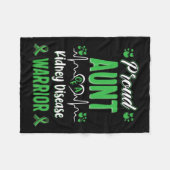 おばさん腎疾患戦士認識度リボングリーン フリースブランケット (正面(横))