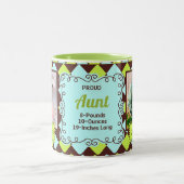 おばさん誇りを持ったグリーンとブラウンアルガリーのベビー写真 ツートーンマグカップ (中央)