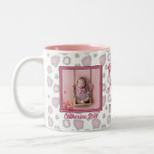 おばさん誇りを持ったピンクアニマルプリントとベビー写真 ツートーンマグカップ (左)