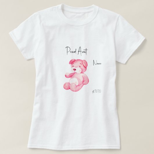 おばさん誇りを持ったピンクテディベアTシャツ赤ちゃんシャワー Tシャツ (デザイン正面)