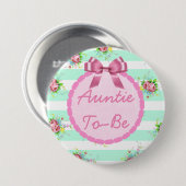 おばさん赤ちゃんシャワーボタンミントグリーン&ピンク 缶バッジ (正面&裏面)