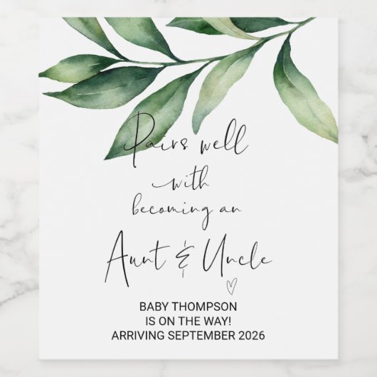 おばさん&おじさん妊娠の発表の友人になる ワインラベル (シングルラベル)