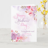 おばさん、ハッピー・マザーズ・デイにパーソナライズ カード (黄色い花)