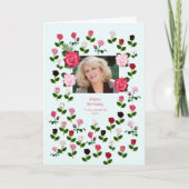 おばさん、誕生日、バラ カード (正面)