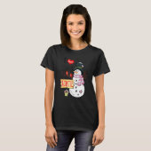 おばちゃんの雪だるまクリスマスが大好き Tシャツ (正面フル)