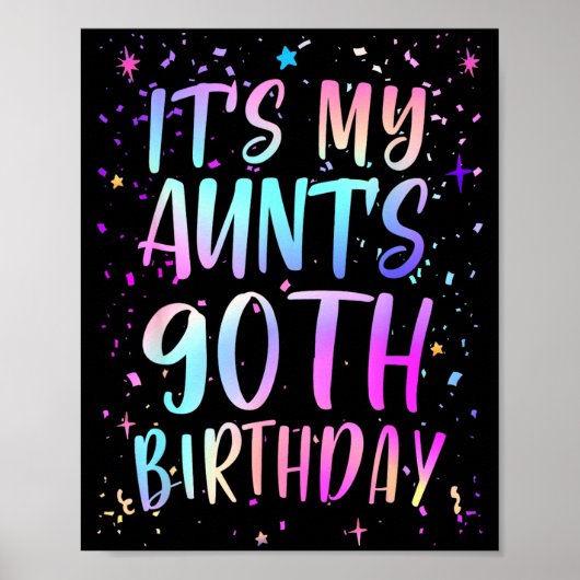 おばの90歳の誕生日 おめでとうございます 色とりどりのハッピーバースデー ポスター (正面)