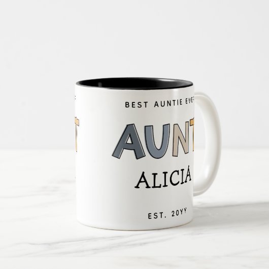 おばパーソナライズされたさんギフト最高のおんネクタイ今まで可愛い ツートーンマグカップ (正面右)