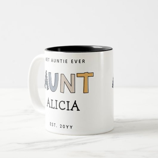 おばパーソナライズされたさんギフト最高のおんネクタイ今まで可愛い ツートーンマグカップ (正面左)