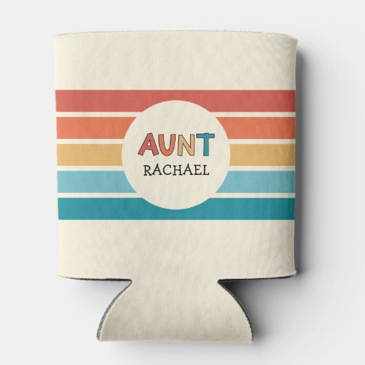 おばパーソナライズされたさんレトロストライプかわいい 缶クーラー (裏面)