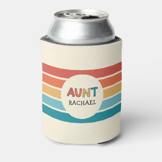 おばパーソナライズされたさんレトロストライプかわいい 缶クーラー (缶裏面)