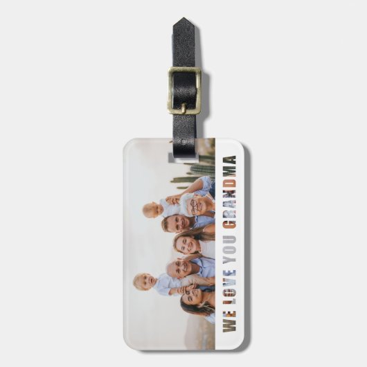 おばモダンあちゃんの家族写真 ラゲッジタグ (正面縦)