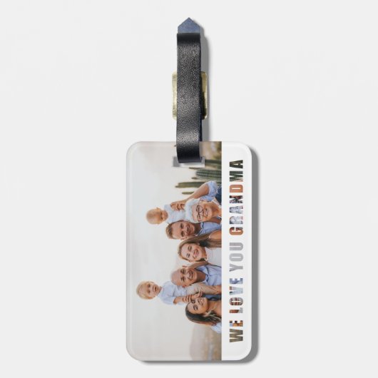 おばモダンあちゃんの家族写真 ラゲッジタグ (裏面縦)