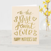 おば最高のえび母の日のタイポグラフィの金ゴールド カード (黄色い花)