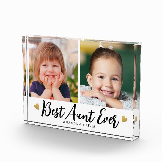 おば最高のさんエバー2写真コラージュハートキープサケ フォトブロック (右)