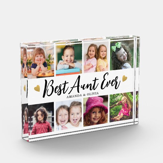 おば最高のさんエバー8写真コラージュハートキープサケ フォトブロック (左)