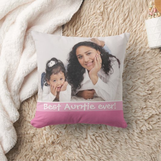 おば最高のちゃんがあなたを愛している最も2枚のピンクの写真 クッション (ブランケット)