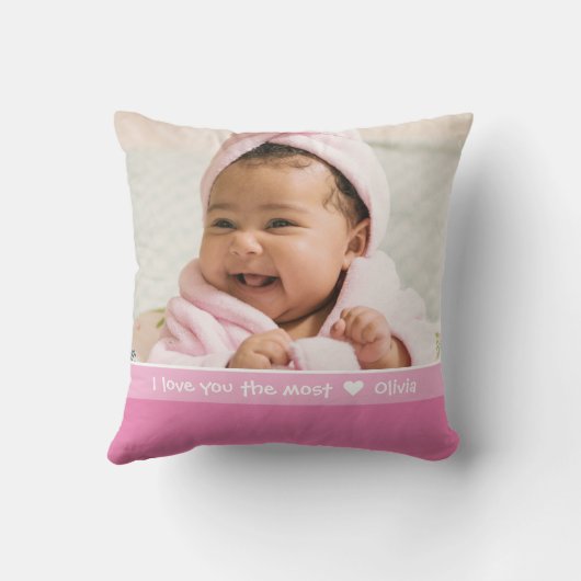 おば最高のちゃんがあなたを愛している最も2枚のピンクの写真 クッション (裏面)