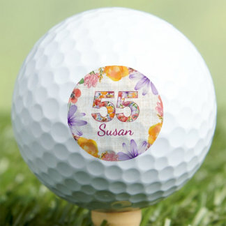 おば様の55歳の誕生日プレゼントに上品なフラワーデザインをカスタマイズ ゴルフボール