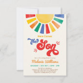 おひさまとカラフルな太陽の少年ベイビーシャワー 招待状 (正面)