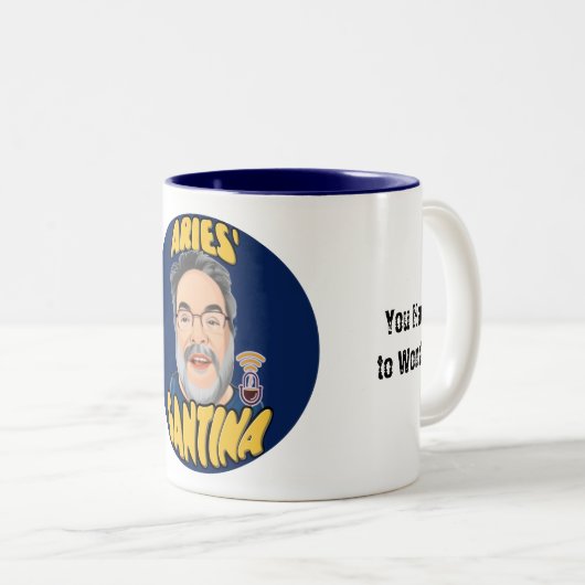 おひつじカンティナコーヒーマグ – コーヒーをこぼす ツートーンマグカップ (正面右)