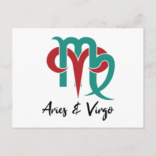 おひつじ座とおとめ座のカップル占い ポストカード (正面)