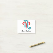 おひつじ座と山羊座カップルの〔占星術の〕十二宮図占星術 ポストイット (デスク上)