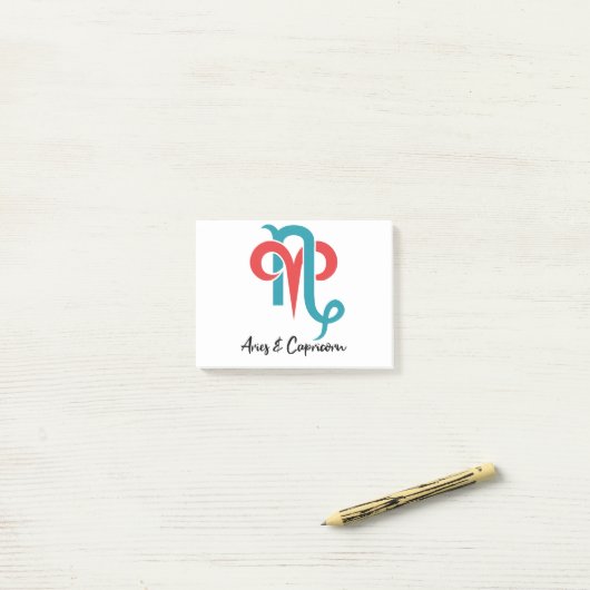 おひつじ座と山羊座カップルの〔占星術の〕十二宮図占星術 ポストイット (デスク上)