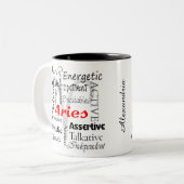 おひつじ座の占星術ホロスコープ性格特徴コラージュ ツートーンマグカップ (正面左)