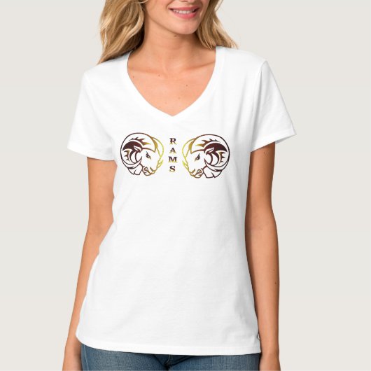 おひつじ座の女性VネックTシャツ Tシャツ (正面)