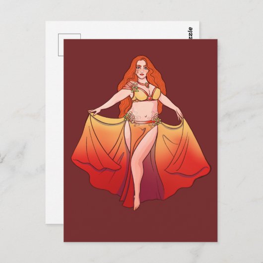 おひつじ座の女神アート ベリーダンサー 占星術 ポストカード (正面/裏面)