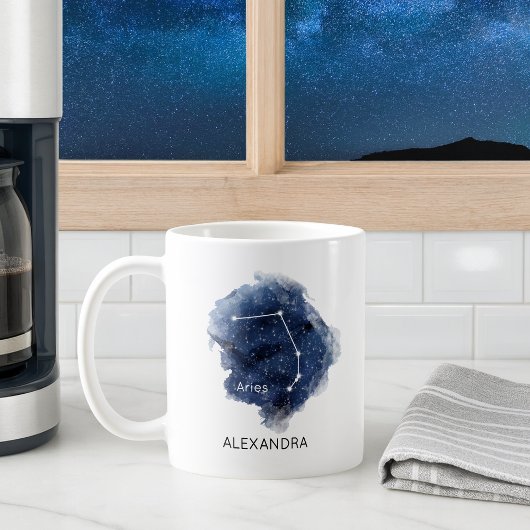 おひつじ座の星座とカスタムネーム コーヒーマグカップ