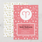 おひつじ座の星座色の招待状テンプレート 招待状 (正面/裏面)