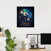 おひつじ座の星座 ふわっと水彩の星 銀河 ポスター (ホームオフィス)
