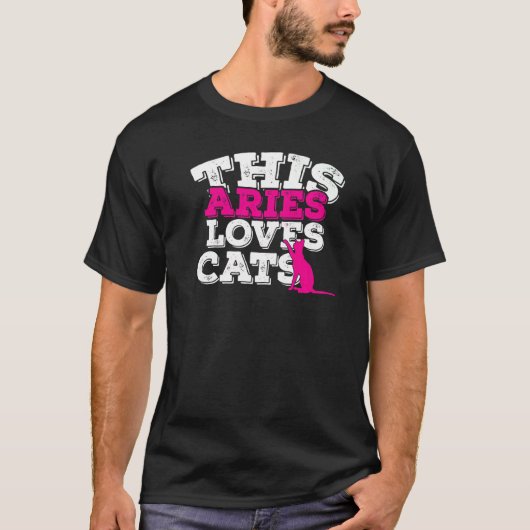 おひつじ座の猫好きのためのホロスコープ Tシャツ (正面)