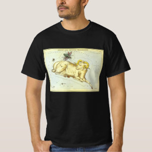 おひつじ座の羊、ヴィンテージの星座、ユラニアの鏡 Tシャツ