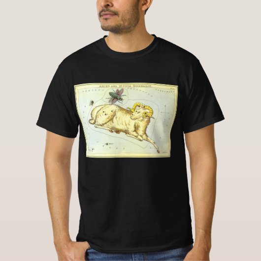 おひつじ座の羊、ヴィンテージの星座、ユラニアの鏡 Tシャツ (正面)