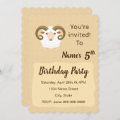 おひつじ座の誕生日招待状 招待状 (正面/裏面)