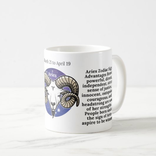 おひつじ座の〔占星術の〕十二宮図マグ コーヒーマグカップ (正面右)